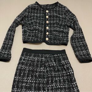 SHEIN Womens jacket and skirt black blazer office attire formal